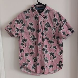 Pink Palm Tree Print Men's Shirt